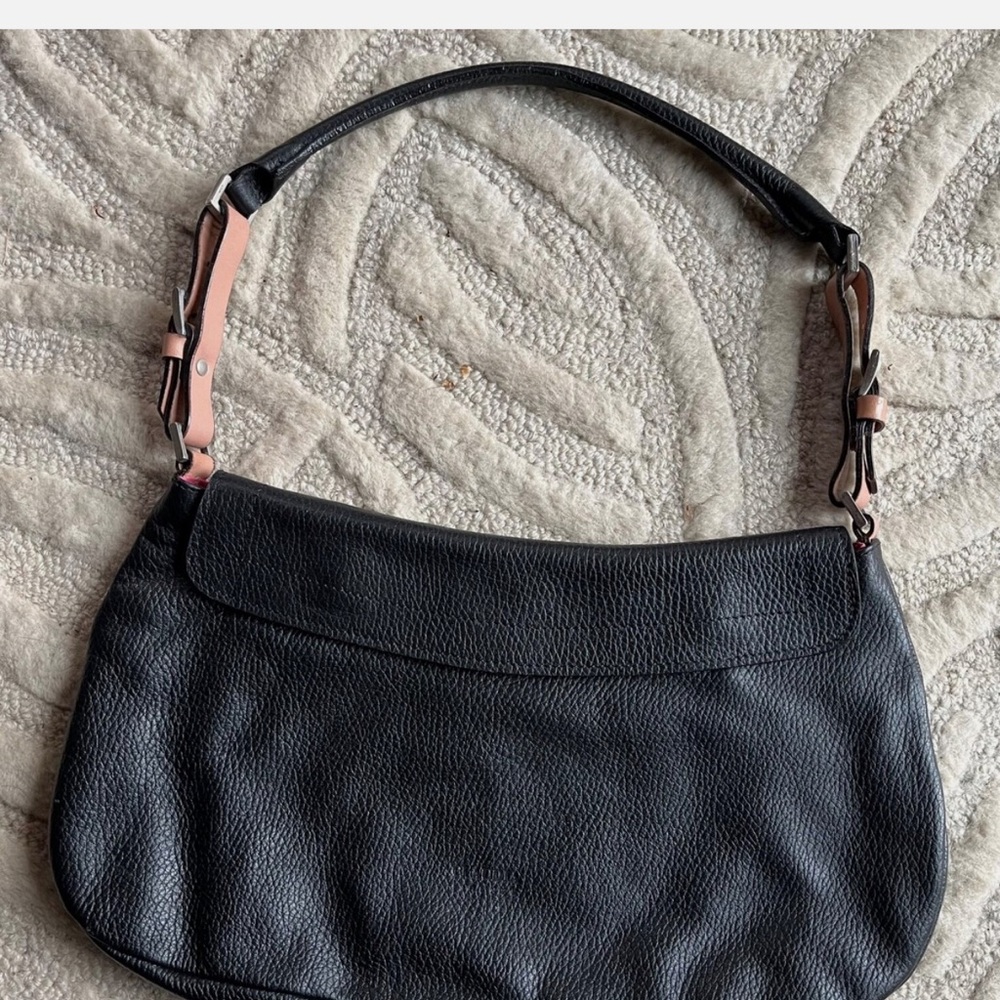ClaudiaGENUINE LEATHER HANDBAG SHOULDER BAG Black ADJUSTABLE STRAP made in Italy